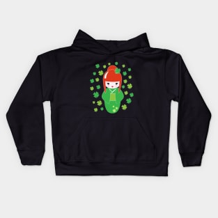 St. Patrick Day Irish Kokeshi Kids Hoodie